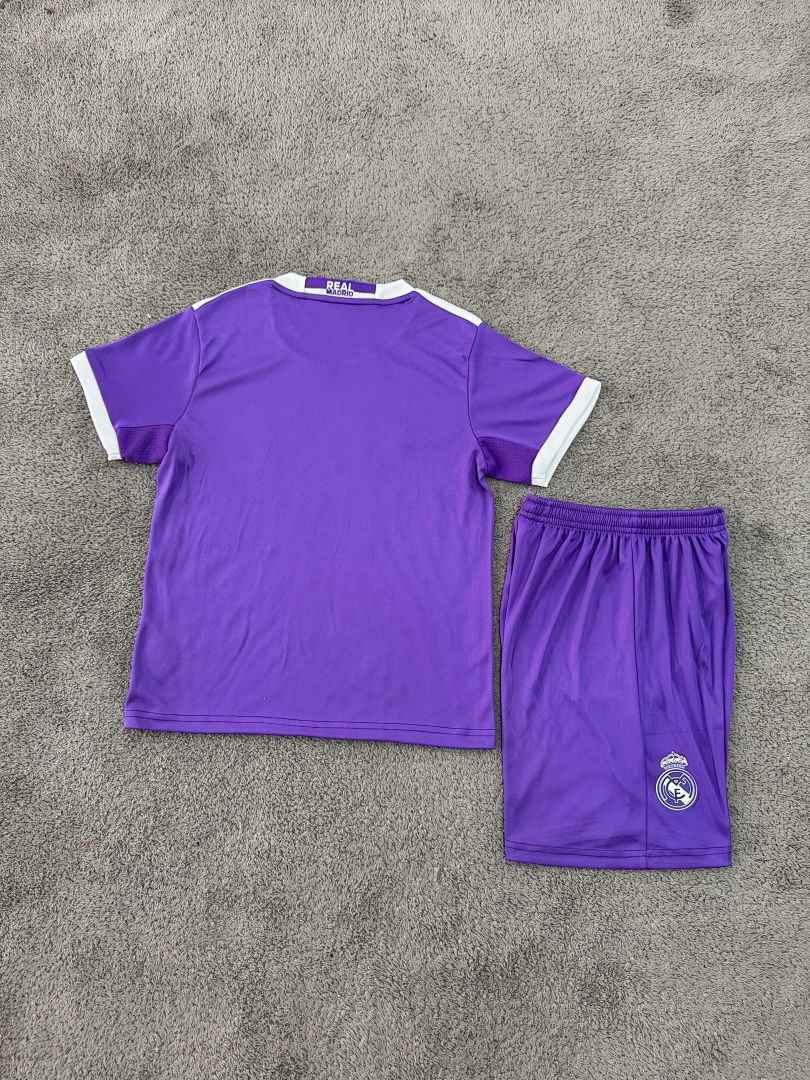 16-17 Retro Kids Real Madrid Away Kit 2