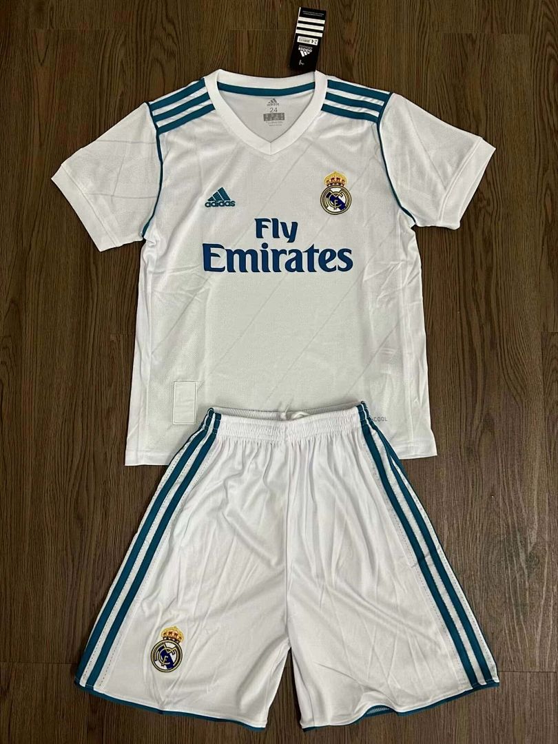 17-18 Retro Kids Real Madrid Home Kit