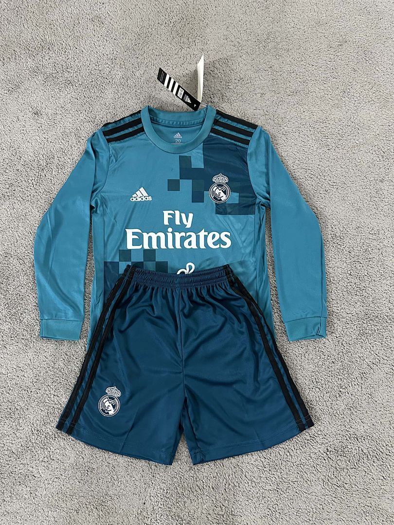 17-18 Retro Kids Real Madrid Second Away Kit Long Sleeves