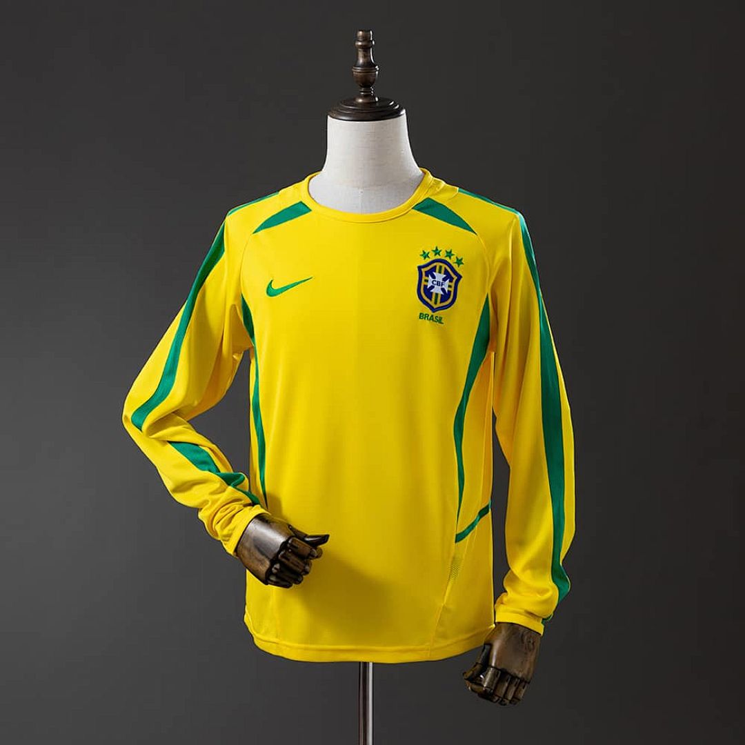 Brazil 2002 Home Long Sleeve Retro Jersey S-XXL