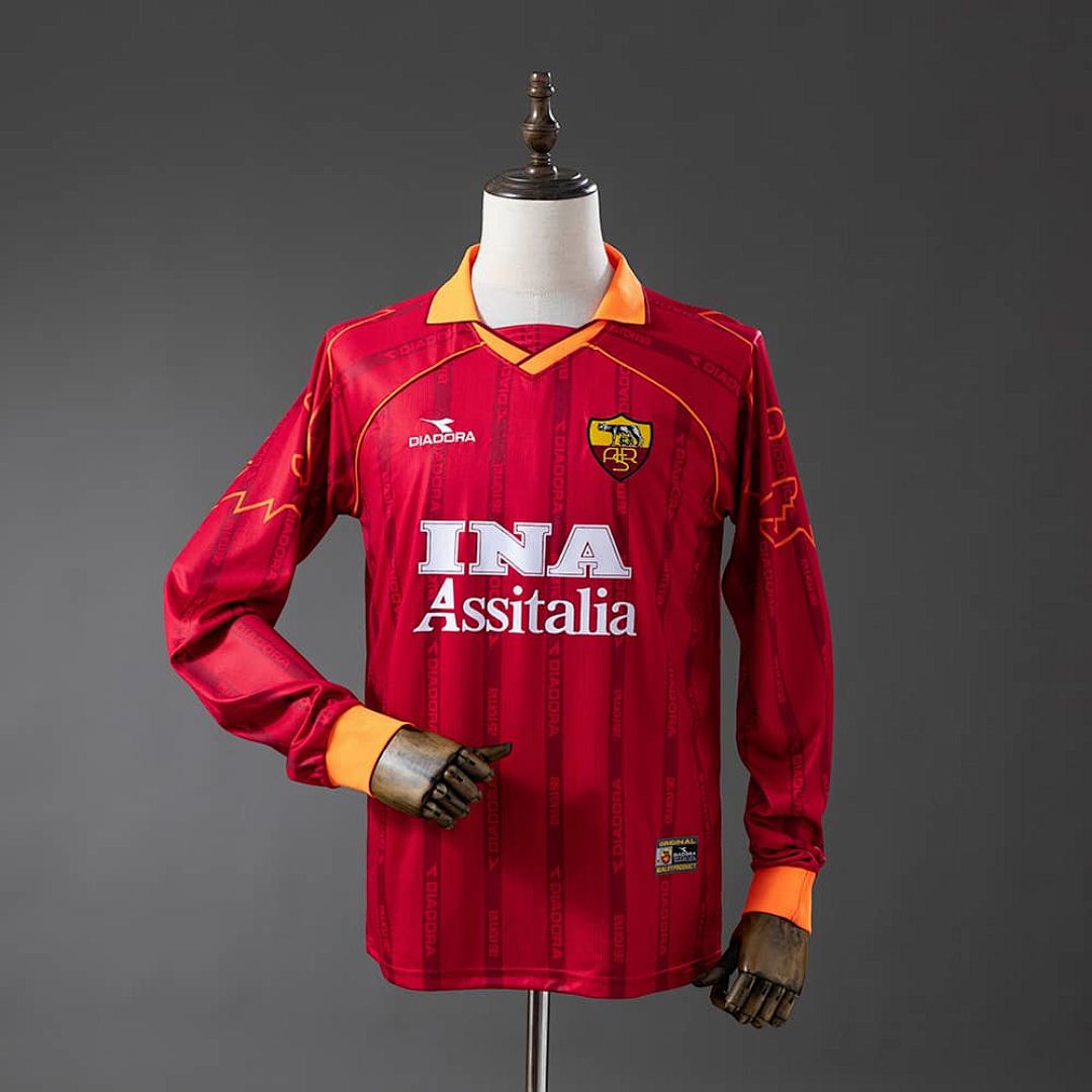 Roma 99_00 Home Long-Sleeve Retro Jersey S-XXL