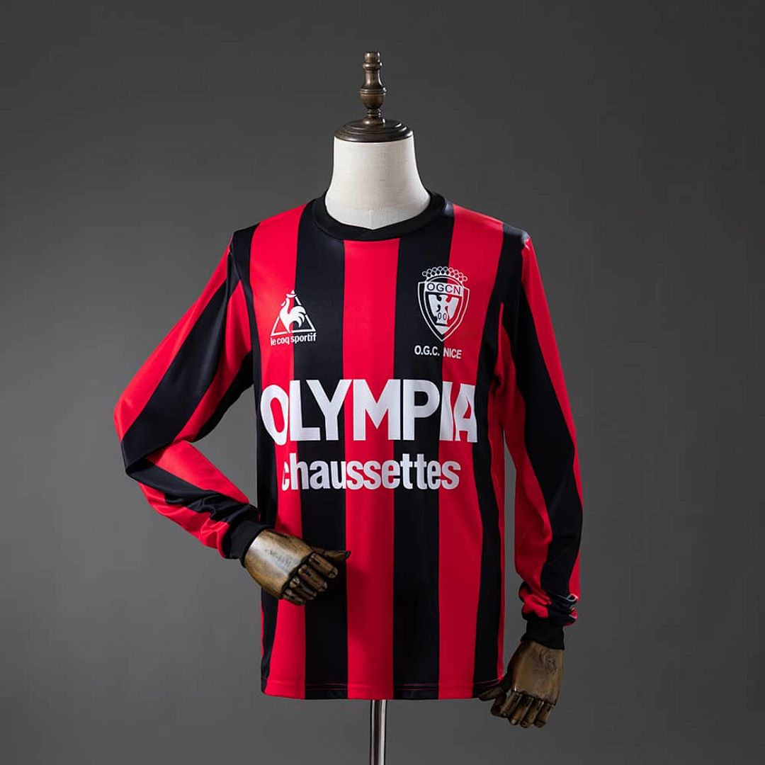 OGC Nice 77_78 Home Long-Sleeve Retro Jersey S-XXL