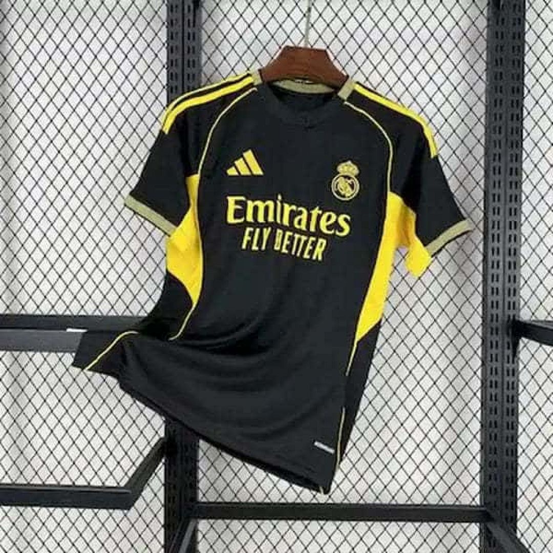 25-26 Real Madrid Black & Golden Training Kit Cheap Football Jersey Wholesale Yupoo