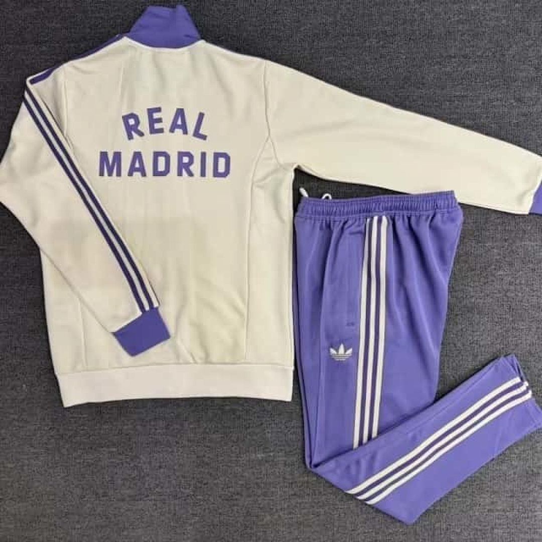 25-26 Real Madrid Long Sleeve Training Suit Purple &amp; White Cheap Soccer Jerseys Yupoo 11