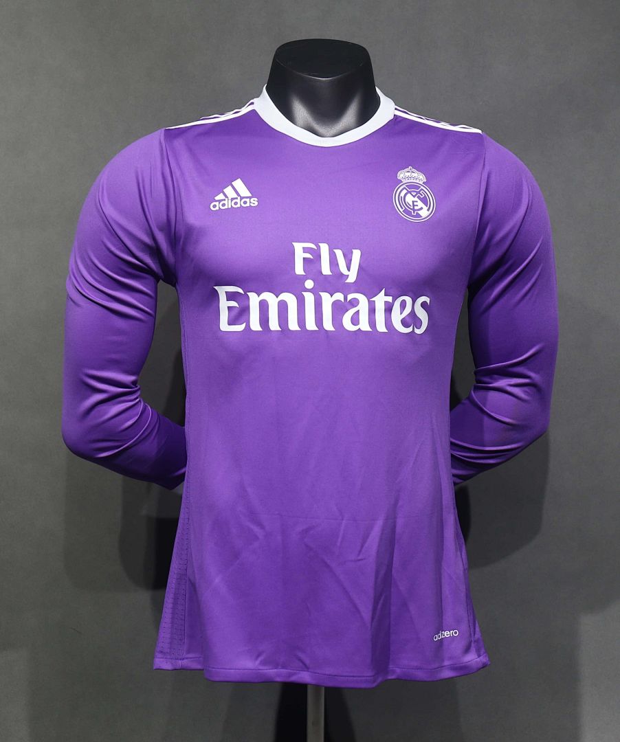 16-17 Retro Player Real Madrid Away Kit Long Sleeve Cheap Football Jersey Wholesale Yupoo