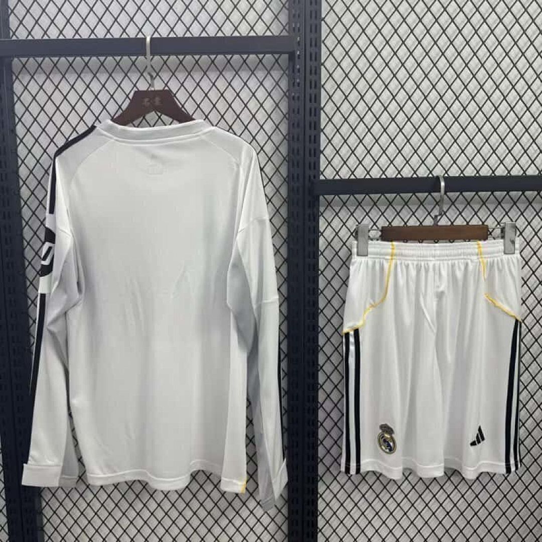 25-26 Kids Real Madrid Home Long Sleeve Kit Cheap Football Jersey Wholesale Yupoo 2