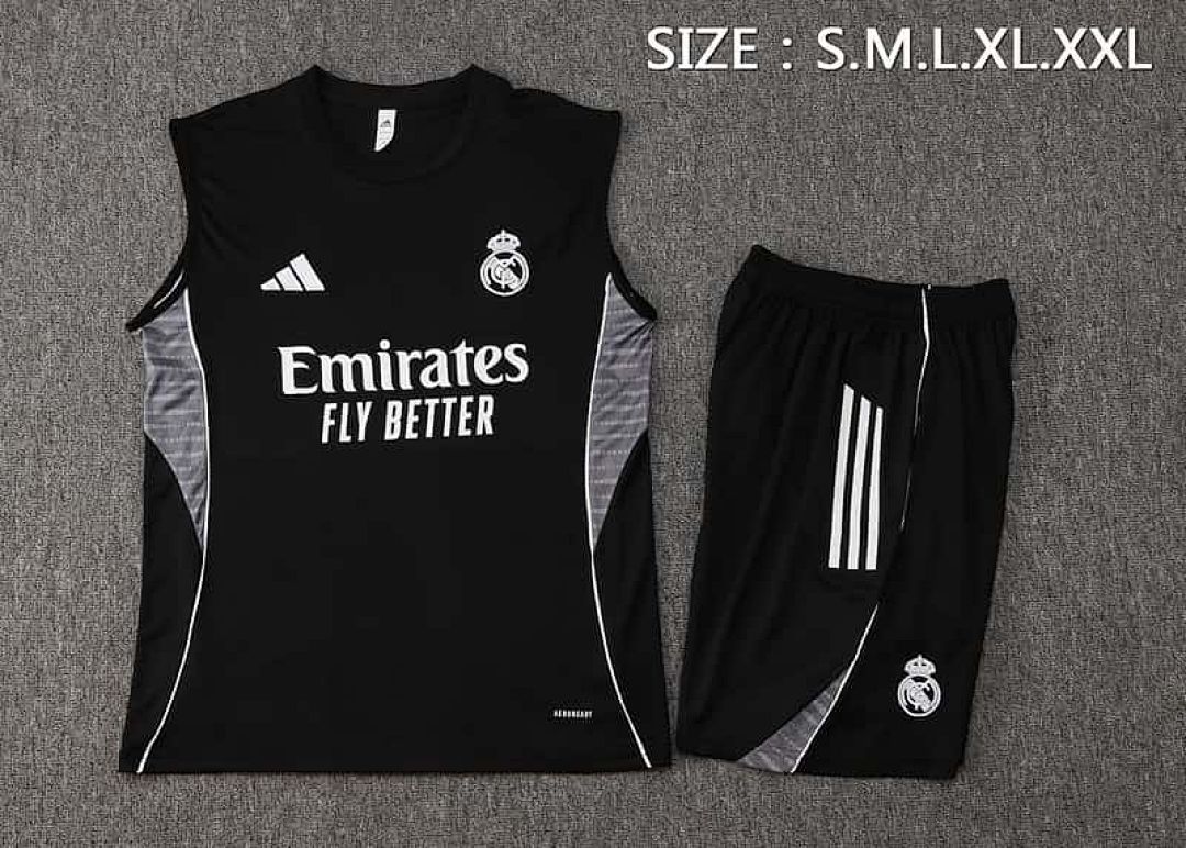 25-26 Real Madrid Black Training Kits Football Vest Suits Cheap Football Jersey Wholesale Yupoo 4