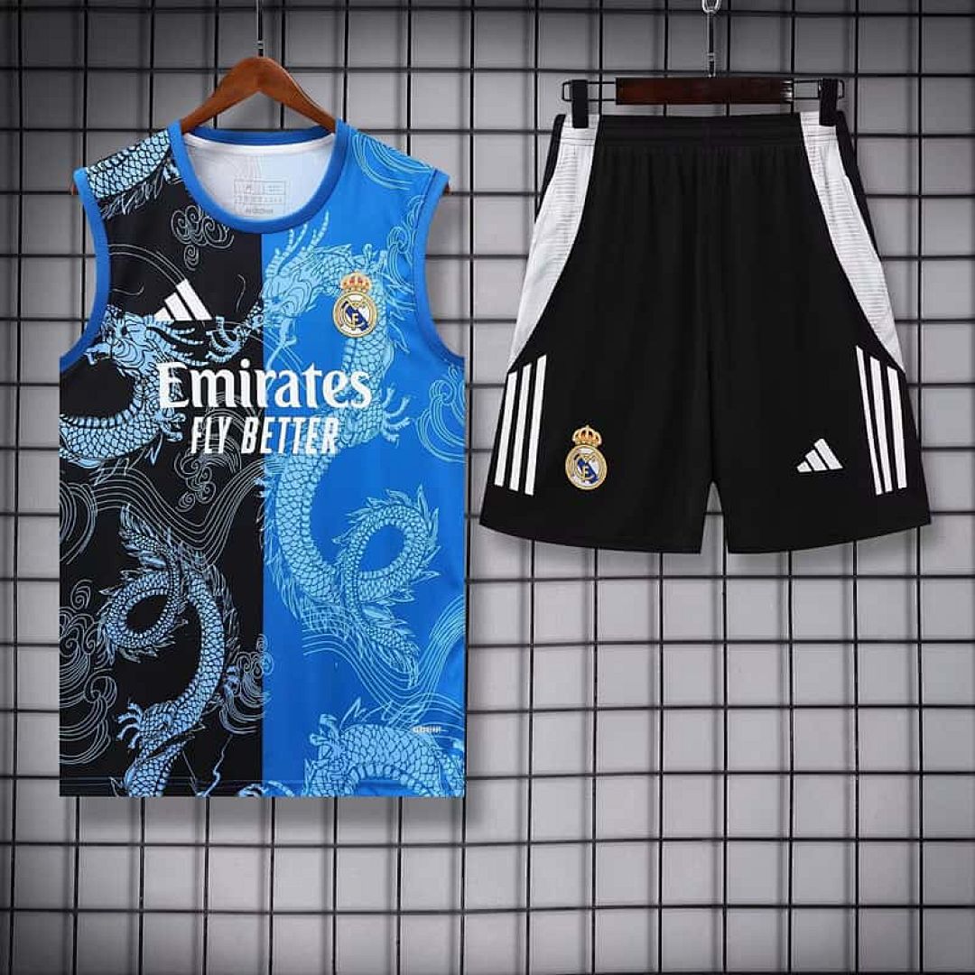 25-26 Real Madrid Black&Blue Dragon Training Kits Tracksuits Cheap Football Jersey Wholesale Yupoo