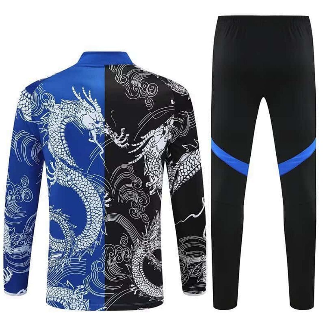 25-26 Real Madrid Black&amp;Blue Dragon Training Kits Long Football Tracksuits 2
