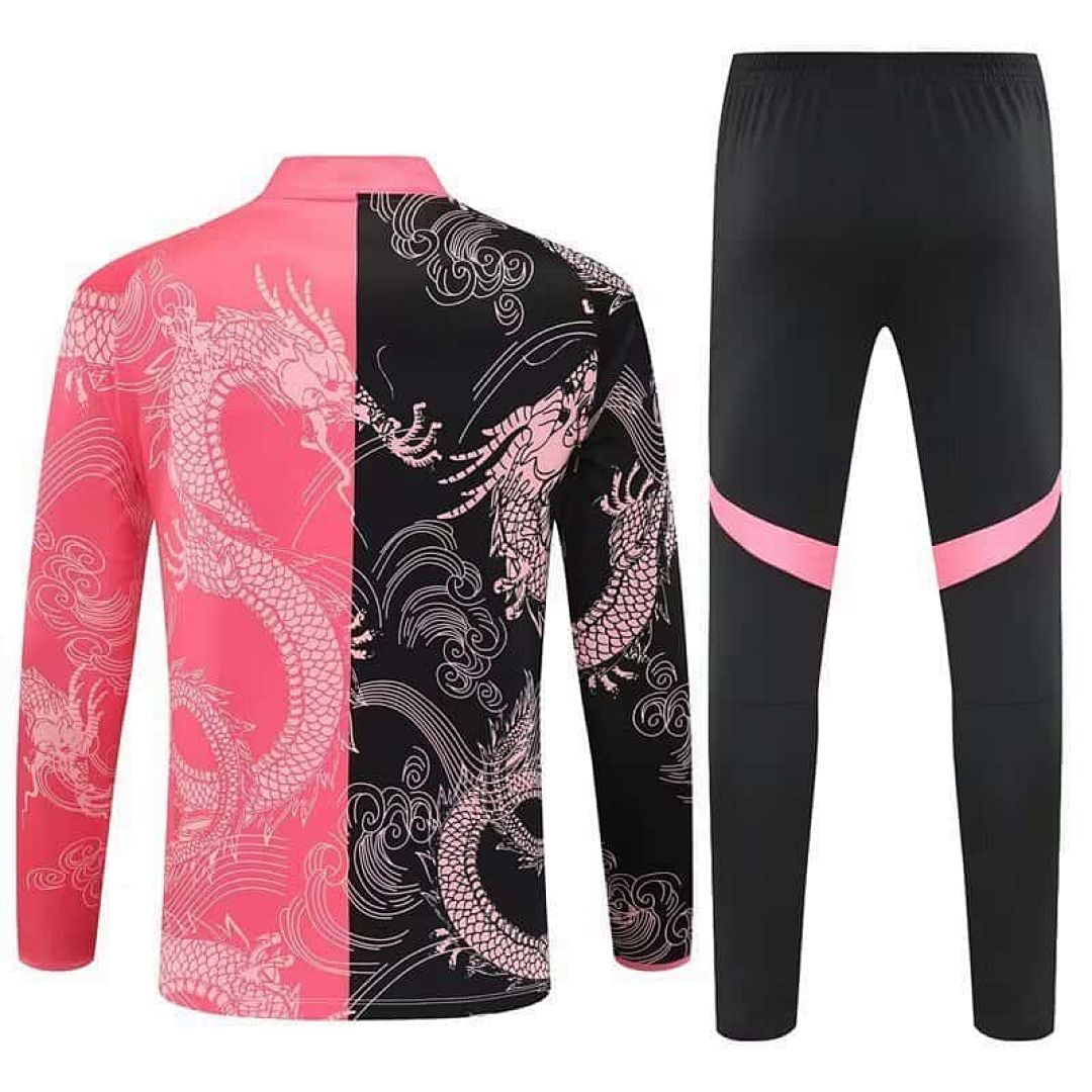25-26 Real Madrid Black&amp;Pink Dragon Training Kits Long Football Tracksuits 2