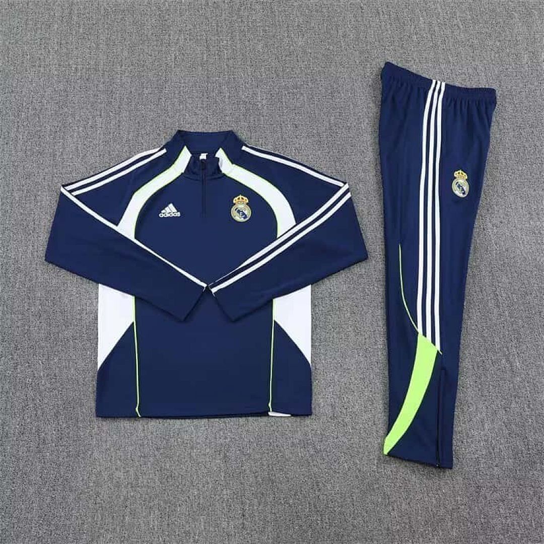 25-26 Real Madrid Navy Training Kits Long Half-Zip Football Tracksuits 3