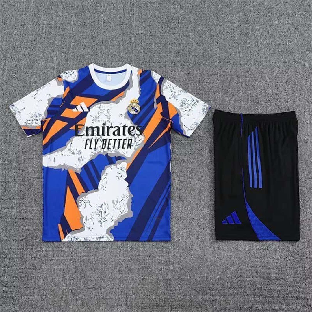 25-26 Real Madrid Pre-Match Blue&amp;White Training Kits Football Tracksuits 4