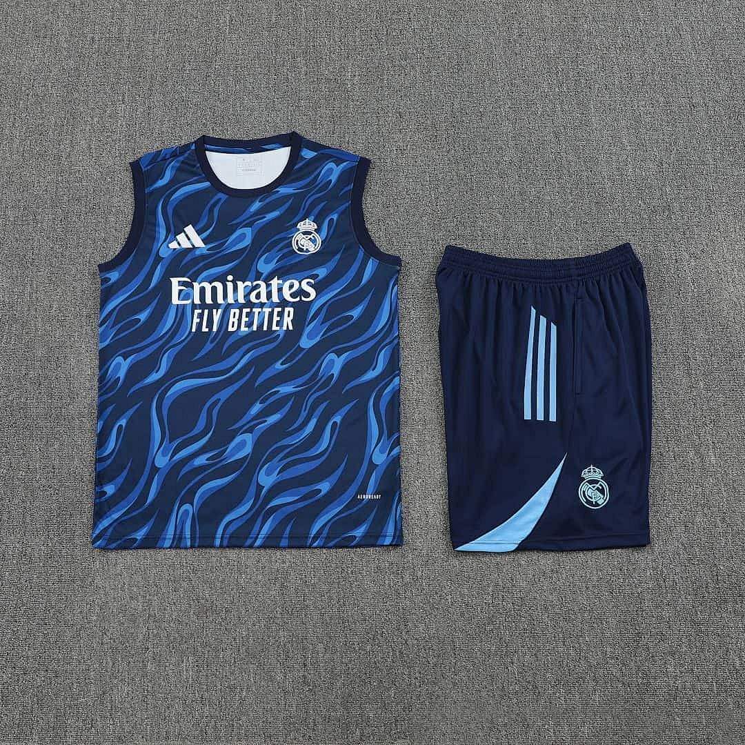 25-26 Real Madrid Training Kits Blue Football Vest Suits Cheap Football Jersey Wholesale Yupoo 3
