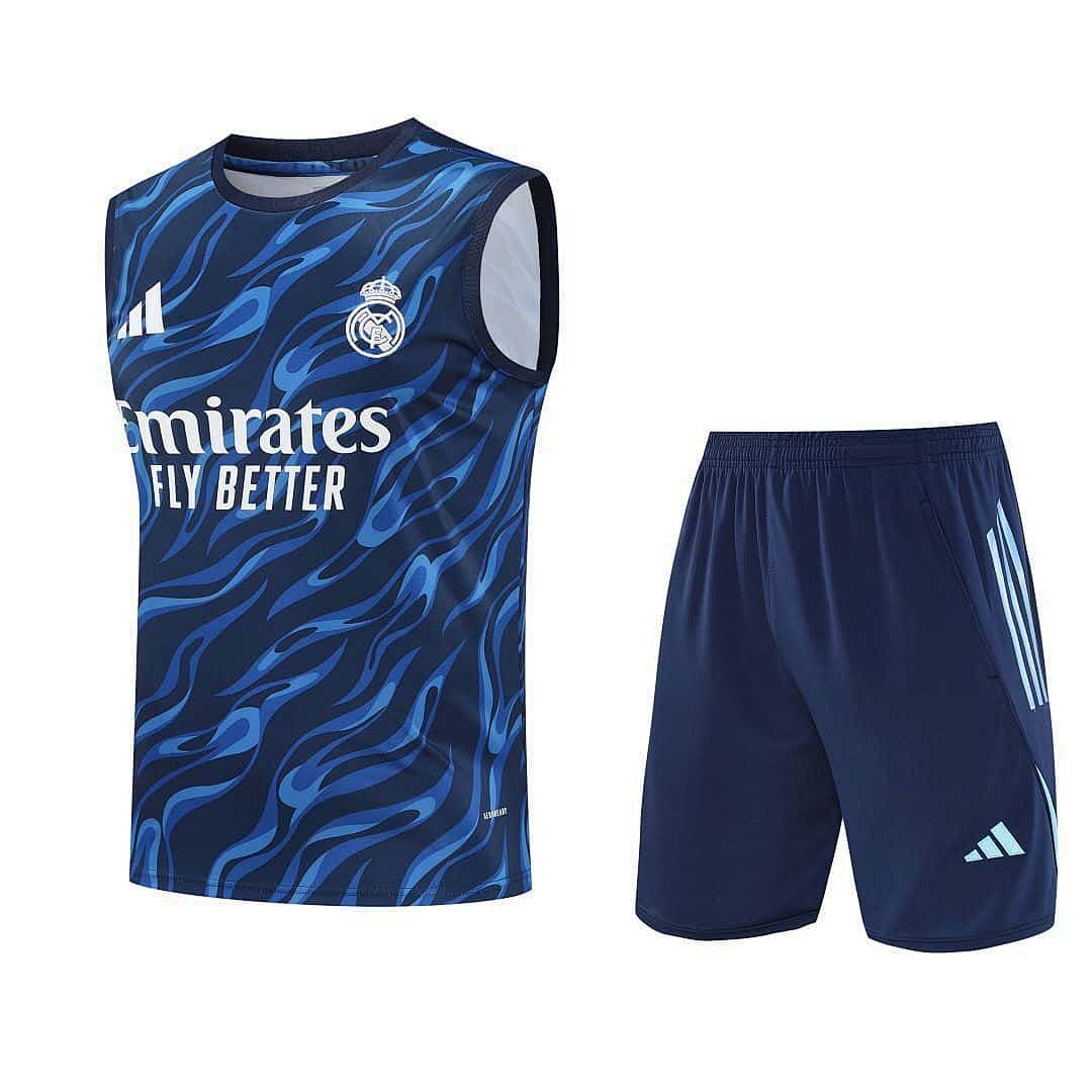 25-26 Real Madrid Training Kits Blue Football Vest Suits Cheap Football Jersey Wholesale Yupoo 4