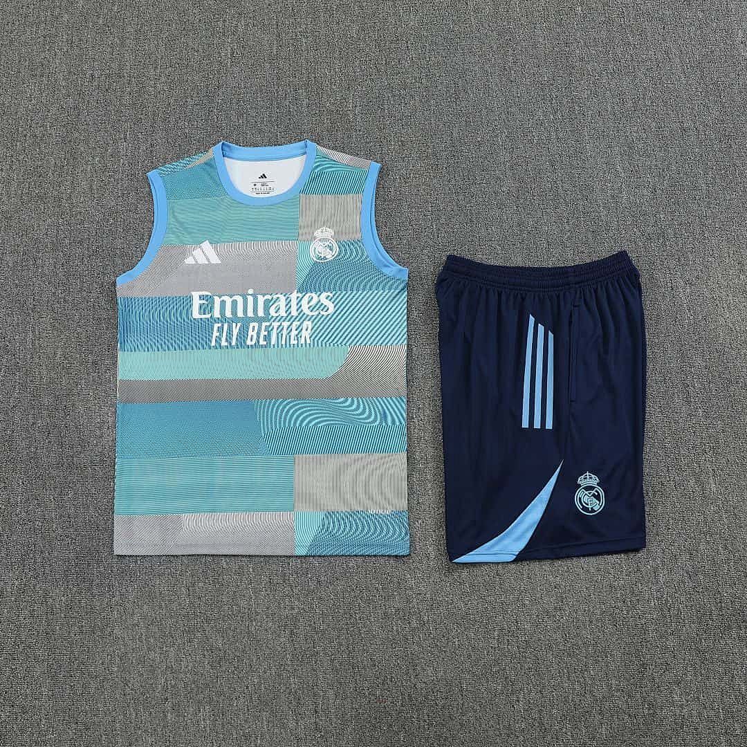 25-26 Real Madrid Training Kits Light Blue Vest Suits Cheap Football Jersey Wholesale Yupoo 3