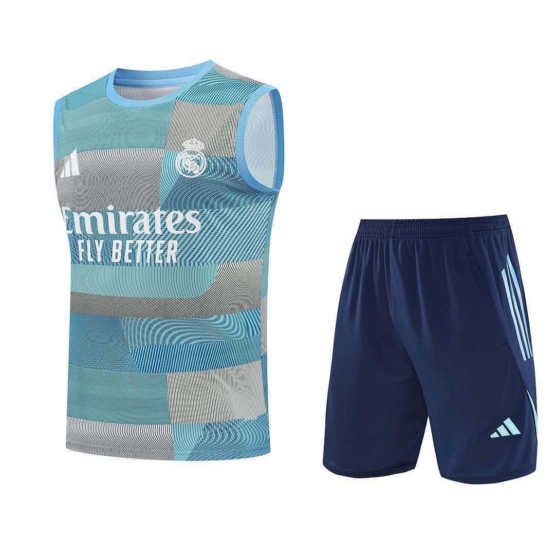 25-26 Real Madrid Training Kits Light Blue Vest Suits Cheap Football Jersey Wholesale Yupoo 4