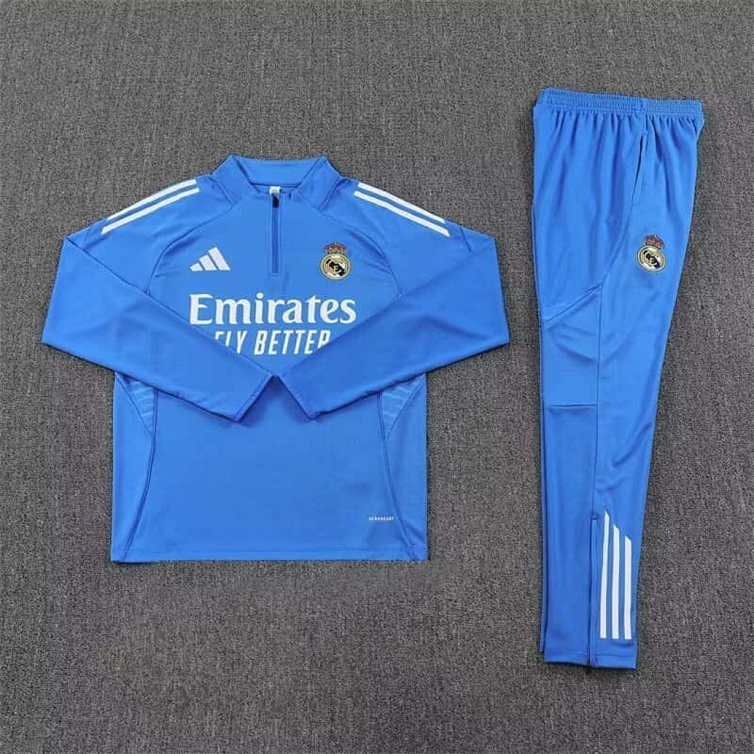25-26 Real Madrid Training Kits Long Blue Tracksuits Cheap Football Jersey Wholesale Yupoo 3