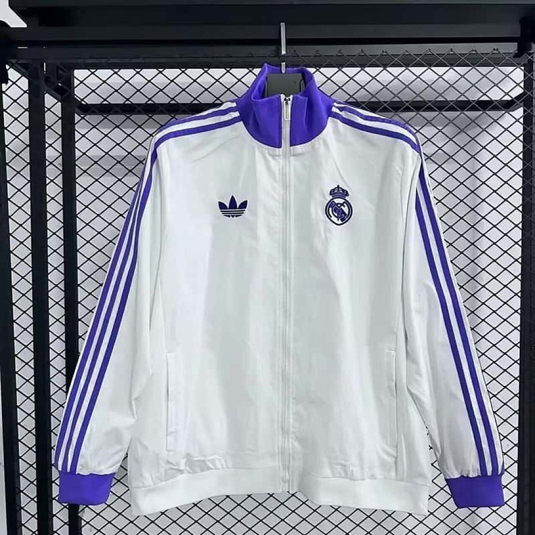25-26 Real Madrid Whte Windbreaker Jackets Cheap Football Jersey Wholesale Yupoo