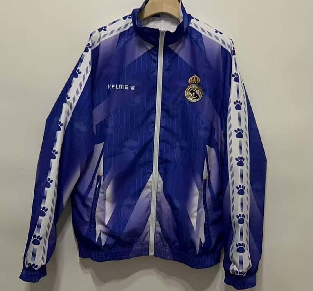 96-97 Real Madrid Retro Trench Coat Reversible Windbreaker Double-Sides Jacket