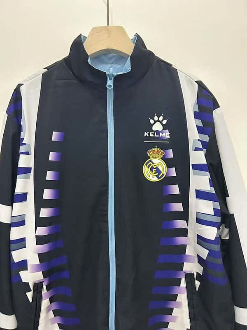 97-98 Real Madrid Retro Trench Coat Reversible Windbreaker Double-Sides Jacket 8