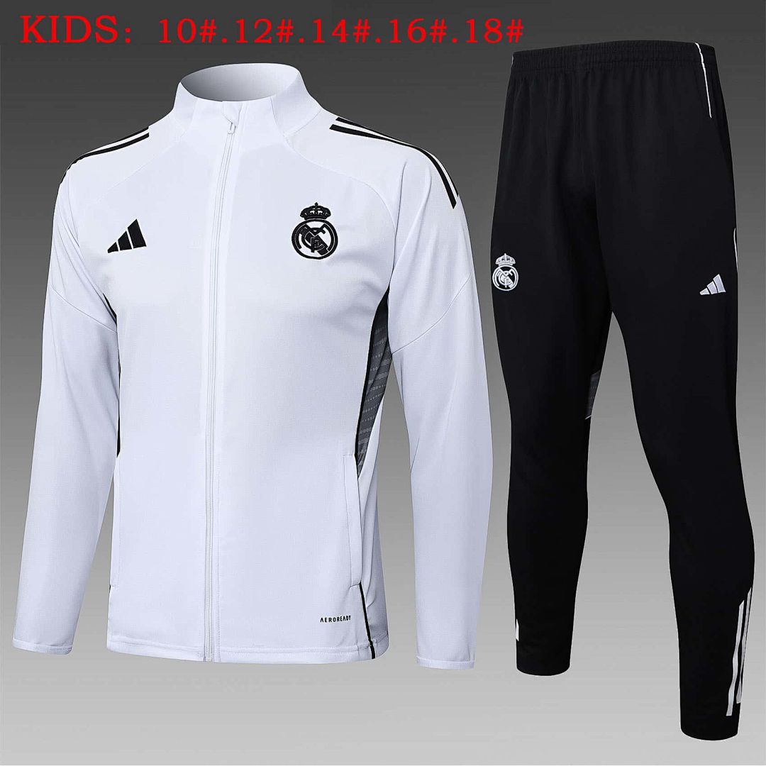 25-26 Kids Real Madrid Training Kits Jacket Tracksuits Cheap Football Jersey Wholesale Yupoo
