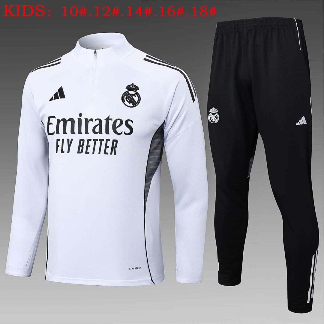 25-26 Kids Real Madrid Training Kits Sweatshirt Tracksuits Cheap Football Jersey Wholesale Yupoo