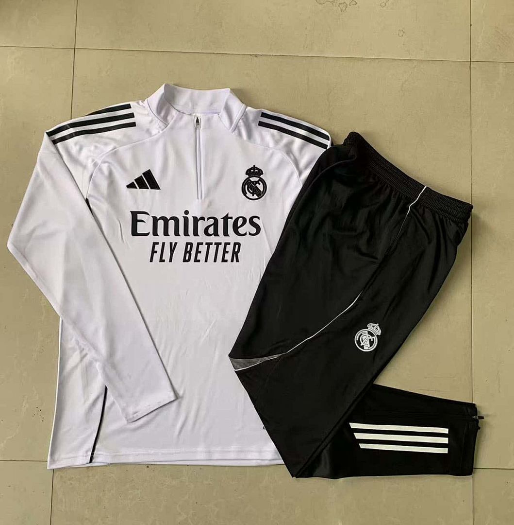 25-26 Kids Real Madrid Training Kits Sweatshirt Tracksuits Cheap Football Jersey Wholesale Yupoo 2