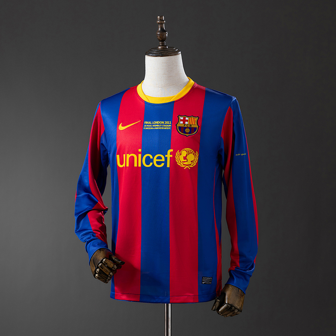 Barcelona 2010/11 Home Champions League Edition Long Sleeve Retro Jersey S-XXL 9
