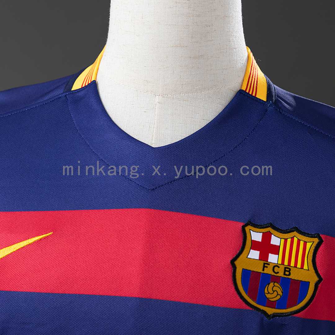 Barcelona 2015/16 Home Long Sleeve Retro Jersey S-XXL 6