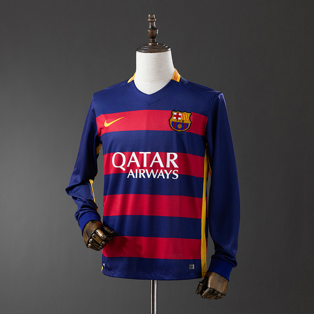 Barcelona 2015/16 Home Long Sleeve Retro Jersey S-XXL 8