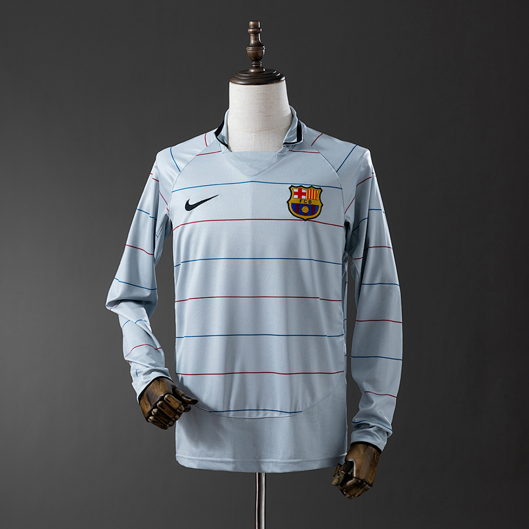 Barcelona 03/04 Away Retro Long Sleeve Jersey S-XXL 7