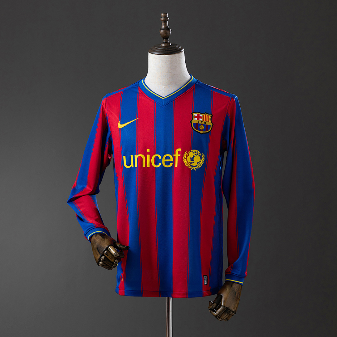 Barcelona 09/10 Home Long Sleeve Retro Jersey S-XXL