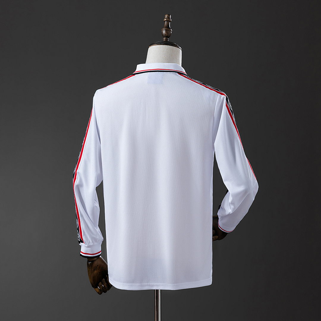M-U 98/99 White Long Sleeve Retro Jersey S-XXL 3