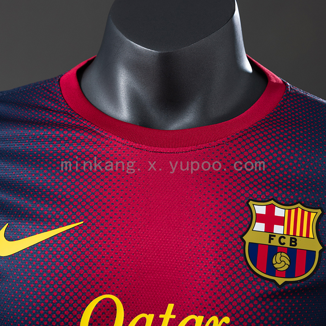 Barcelona 12/13 Home Long Sleeve Player Version Retro Jersey S-3XL 7