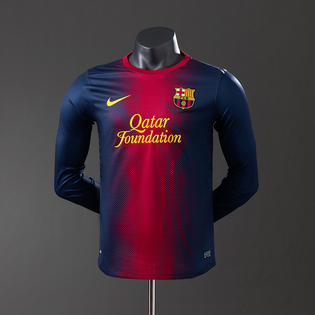 Barcelona 12/13 Home Long Sleeve Player Version Retro Jersey S-3XL 9