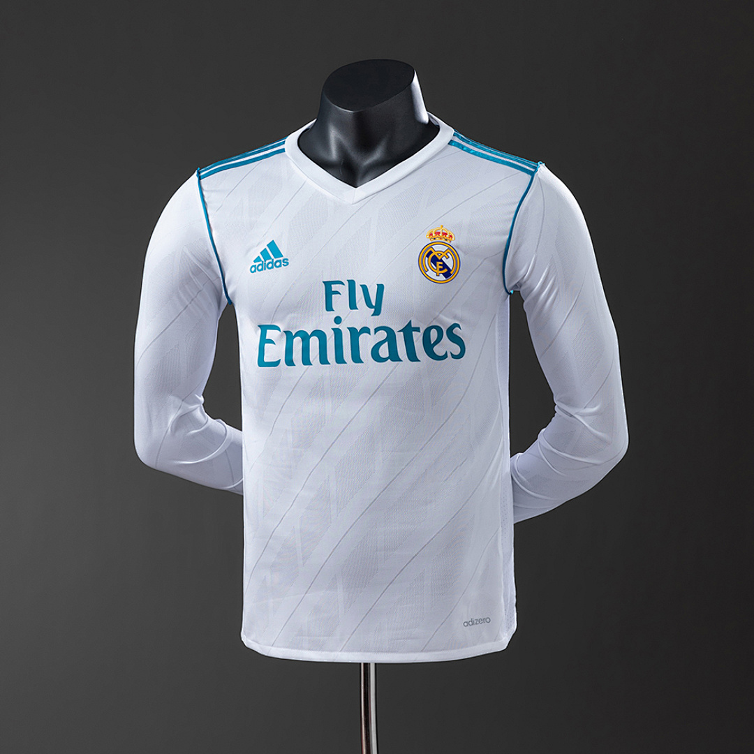 Real Madrid 17/18 Home Long Sleeve Player Version Retro Jersey S-3XL 9