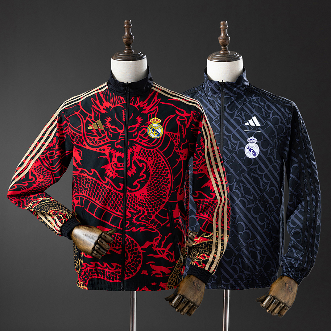 Real Madrid Reversible Jacket Windbreaker - Red & Heiss S-XXL 4