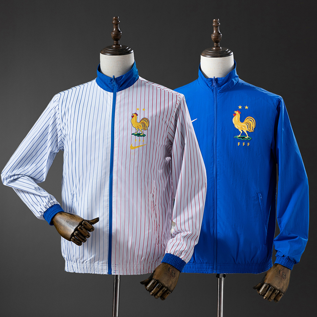 French Reversible Jacket Windbreaker - White & Blue S-XXL 2