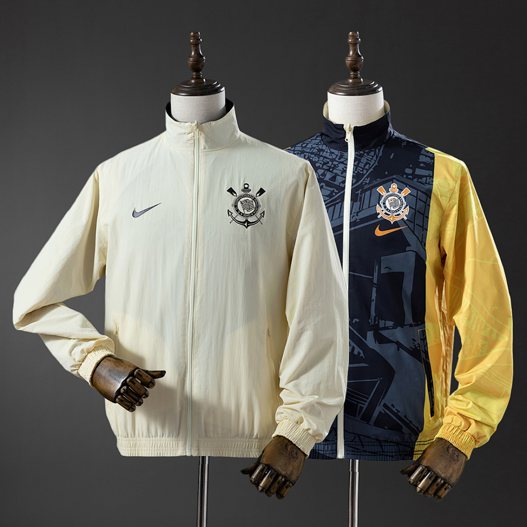 Corinthians Reversible Jacket Windbreaker - Beige & Black S-XXL 2