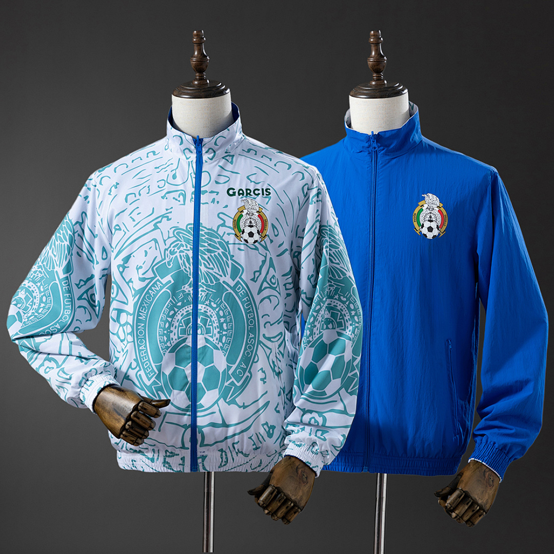 Mexico Reversible Jacket Windbreaker - White & Blue S-XXL 2