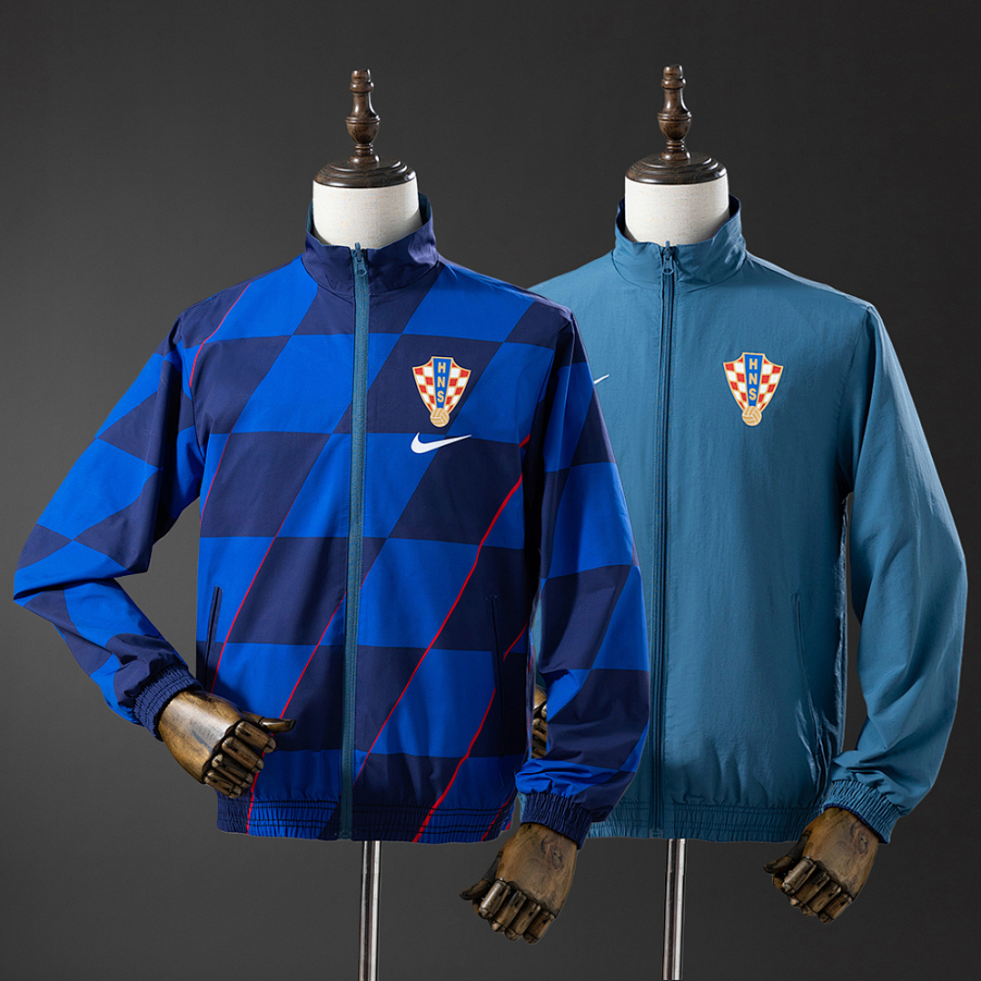 Croatian Reversible Jacket Windbreaker - Navy Blue & Sky Blue S-XXL 4