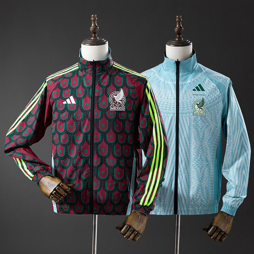 Mexico Reversible Jacket Windbreaker - Red & Sky Blue S-XXL 2
