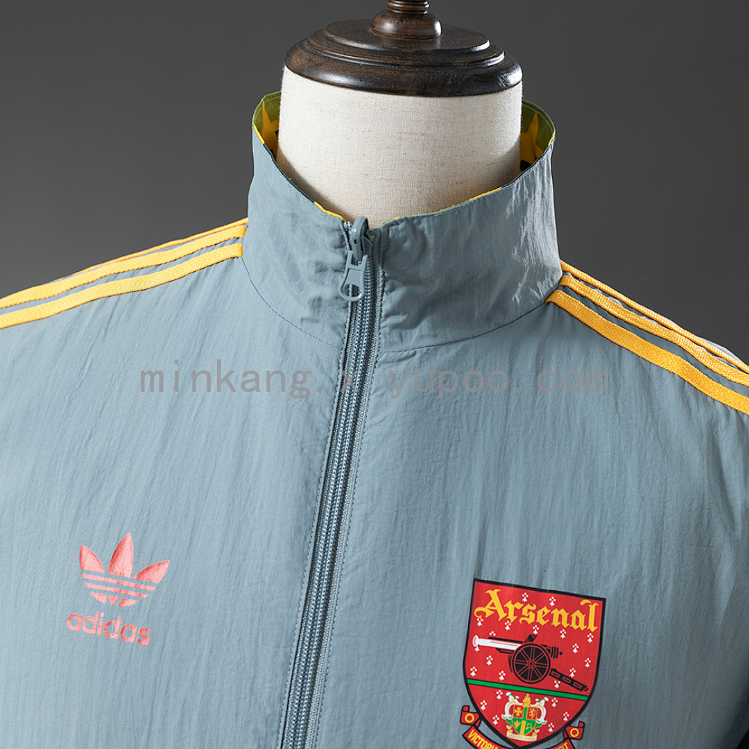 Arsenal Reversible Jacket Windbreaker - Yellow & Grey S-XXL 11