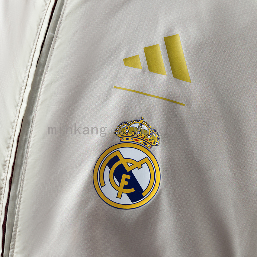 Real Madrid Reversible Jacket Windbreaker - Beige & Red S-XXL 5