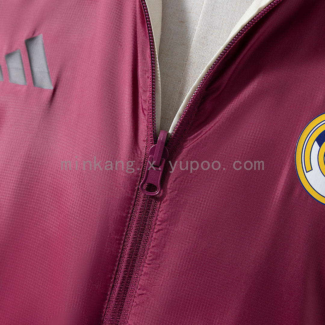 Real Madrid Reversible Jacket Windbreaker - Beige & Red S-XXL 8