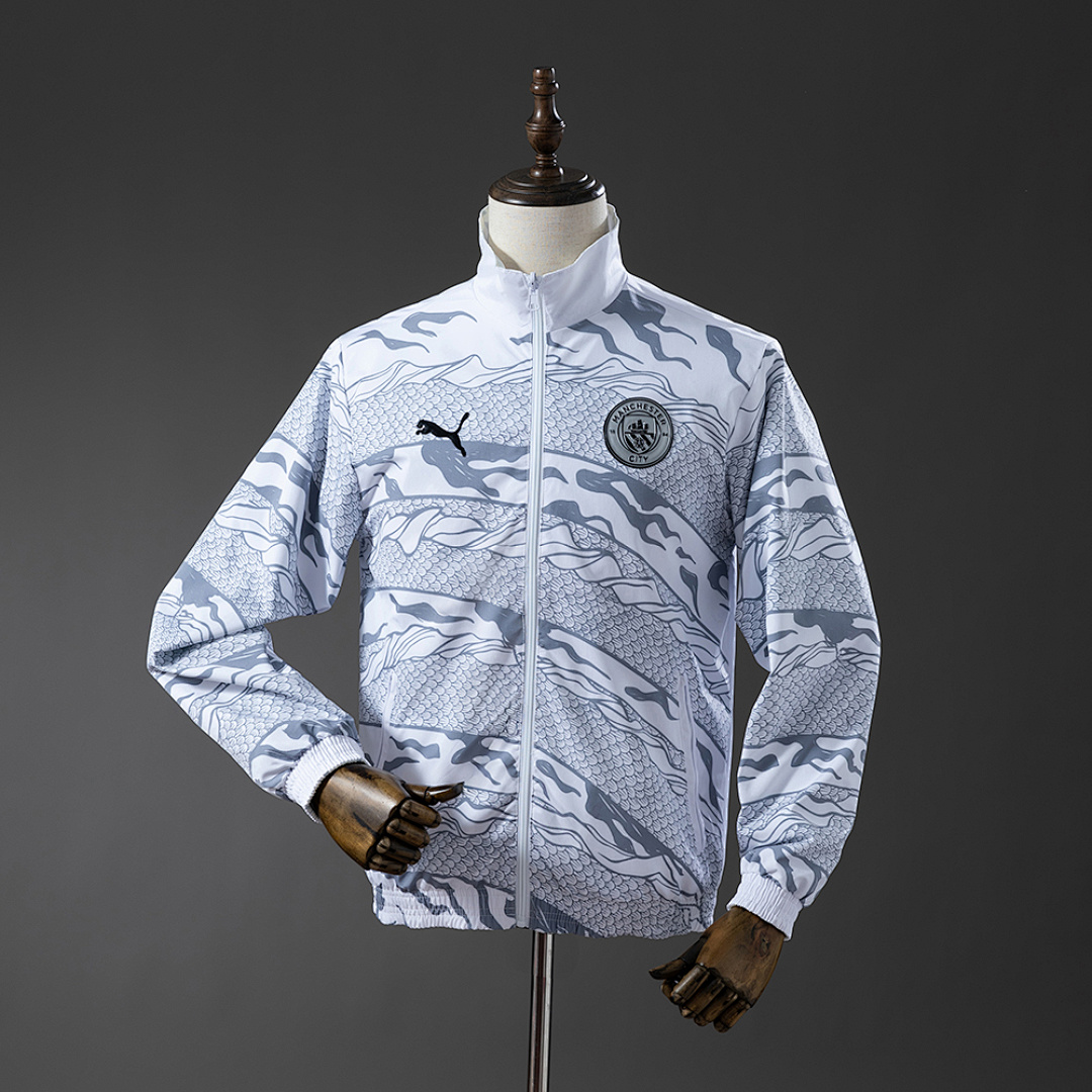 Manchester City Reversible Jacket Windbreaker - White & Mint Green S-XXL 3