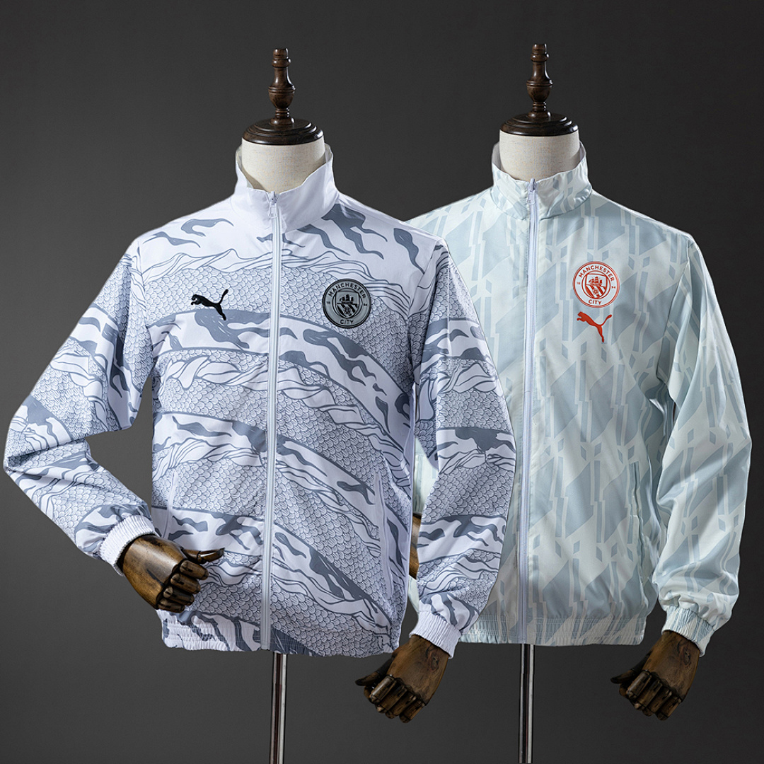 Manchester City Reversible Jacket Windbreaker - White & Mint Green S-XXL 4