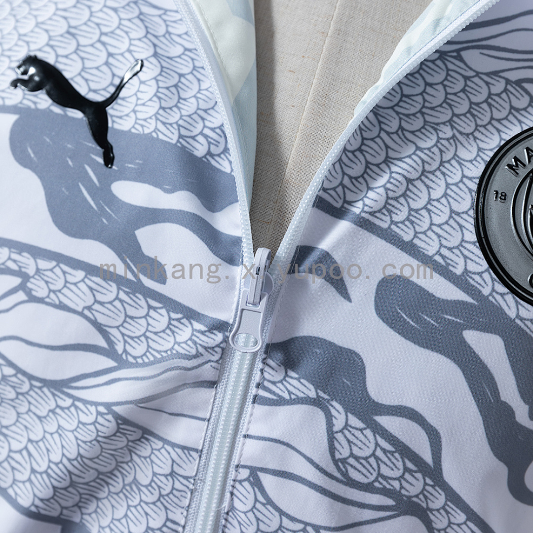Manchester City Reversible Jacket Windbreaker - White & Mint Green S-XXL 8