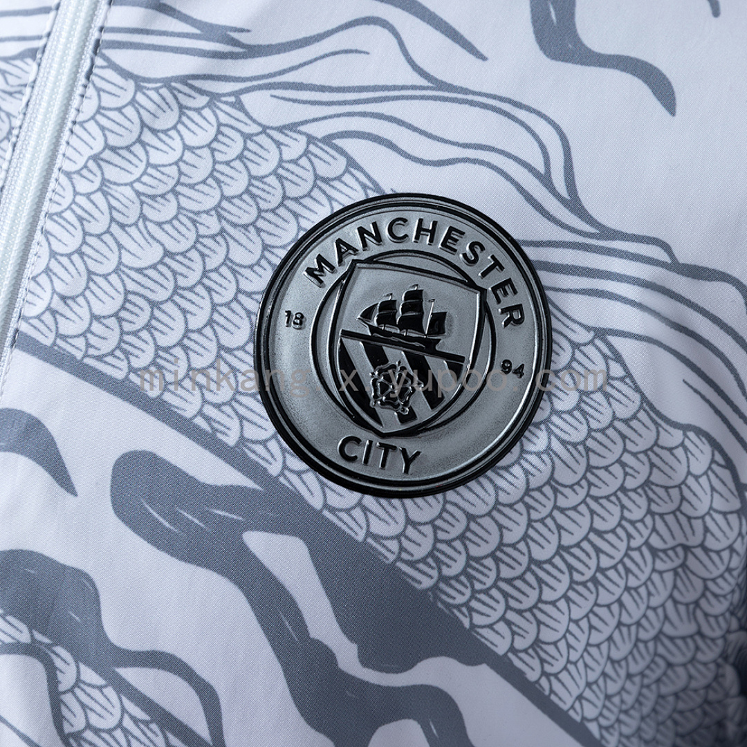 Manchester City Reversible Jacket Windbreaker - White & Mint Green S-XXL 10