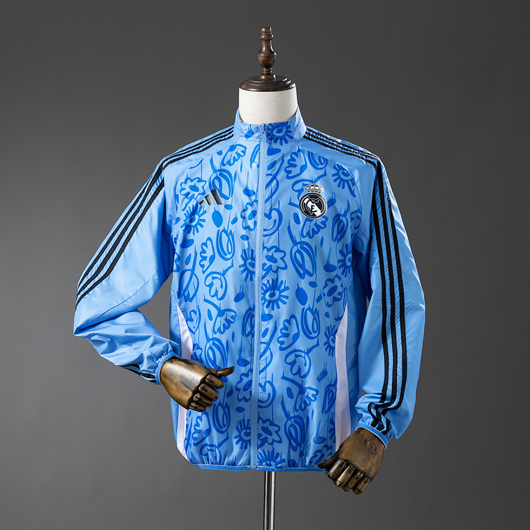 Real Madrid Reversible Jacket Windbreaker - Beige & Blue S-XXL 3